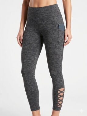 Athleta Chaturanga Strappy Lattice Ankle Leggings with Pockets - Size S - EUC